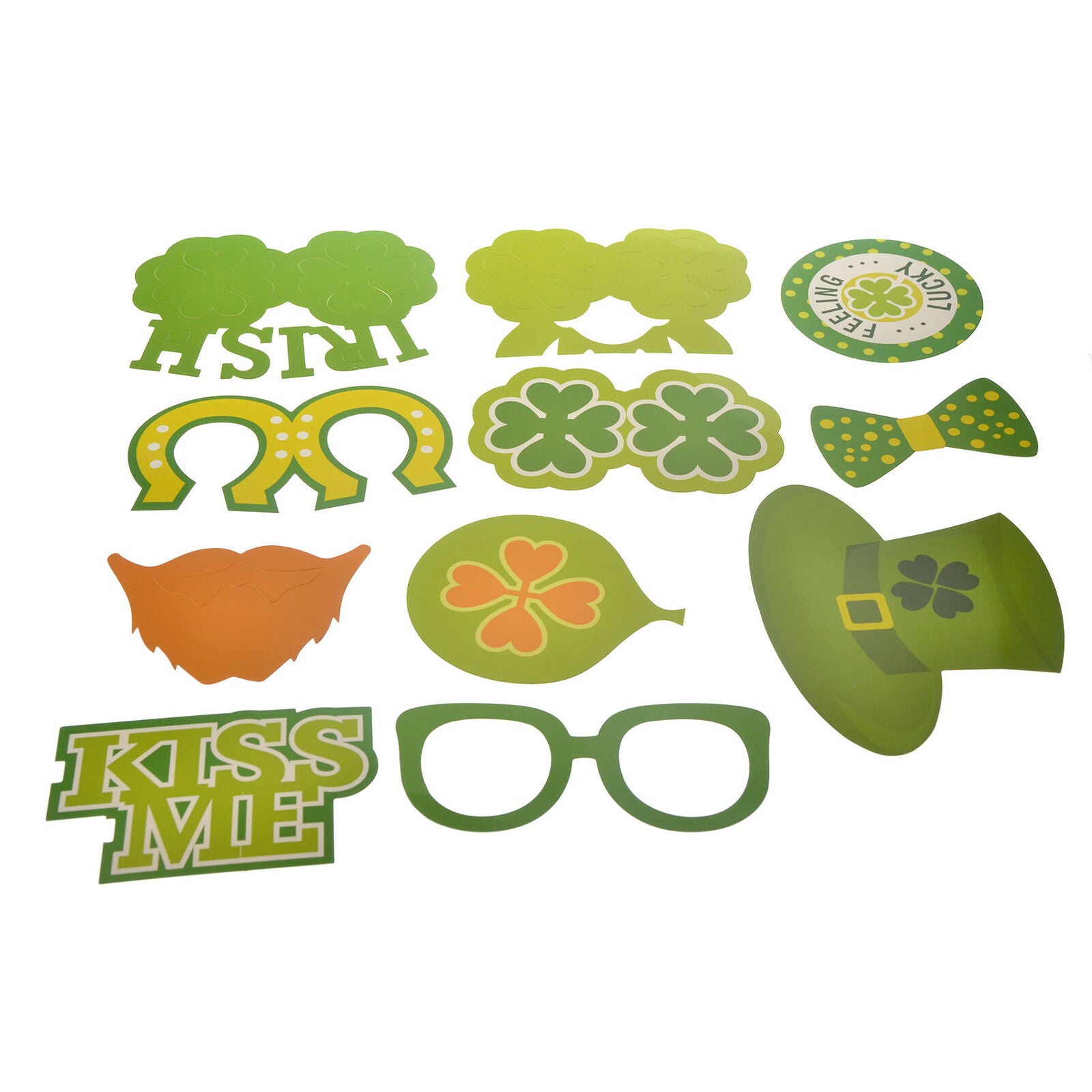 27pcs Novelty Photo Props Green Funny Clover Irish Day Photo Props Party Favors