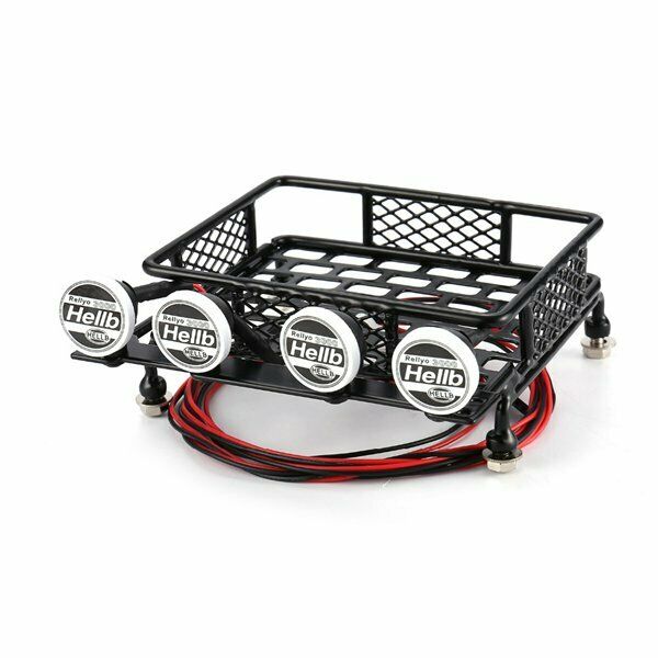 RC CAR Roof Rack Luggage Cer General Type with 4 Round LED Light Bars Truck ClC4