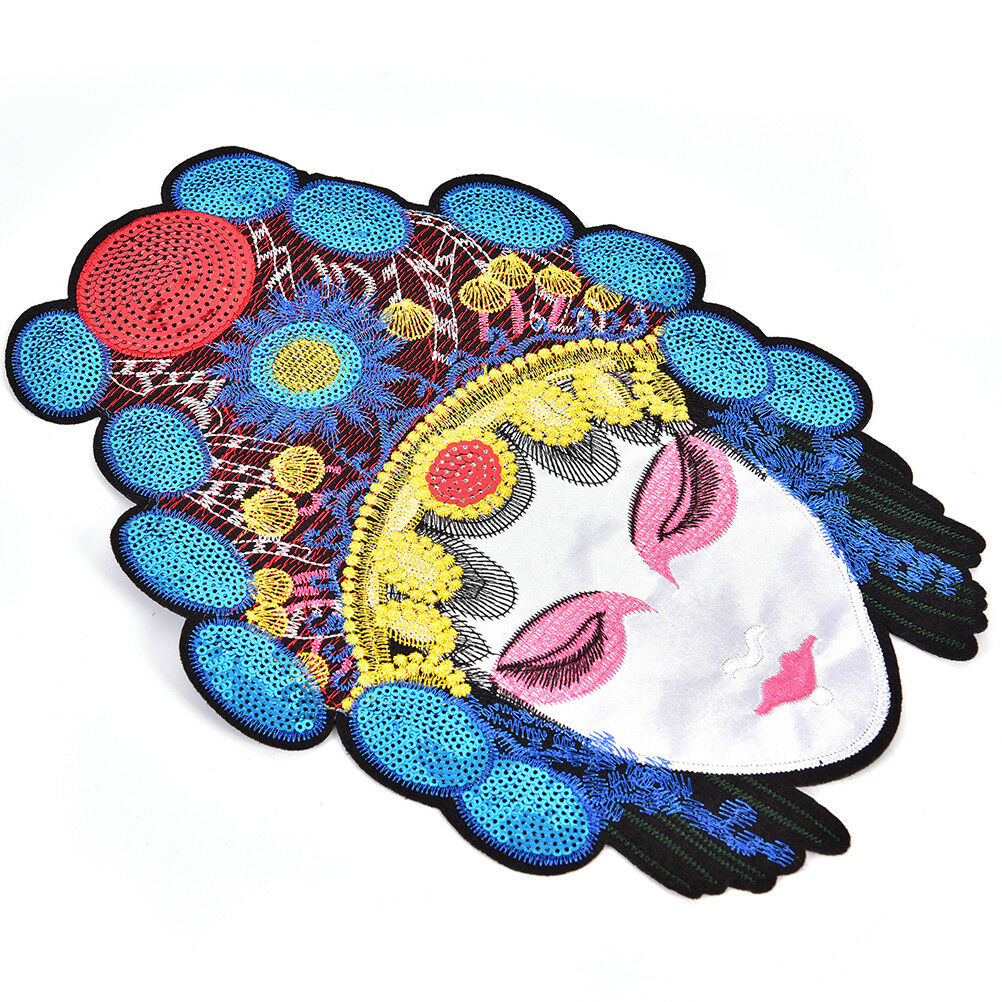 Large Beijing Opera Facial Chinese Opera Patch Character Embroidered AppliquBDA