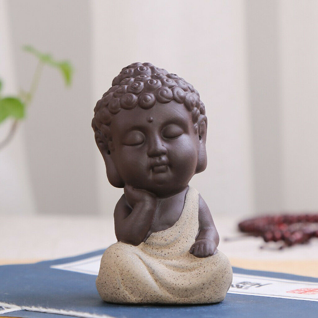 6 Piece Monk Buddha Ceramic Statue Tea Tray Craft