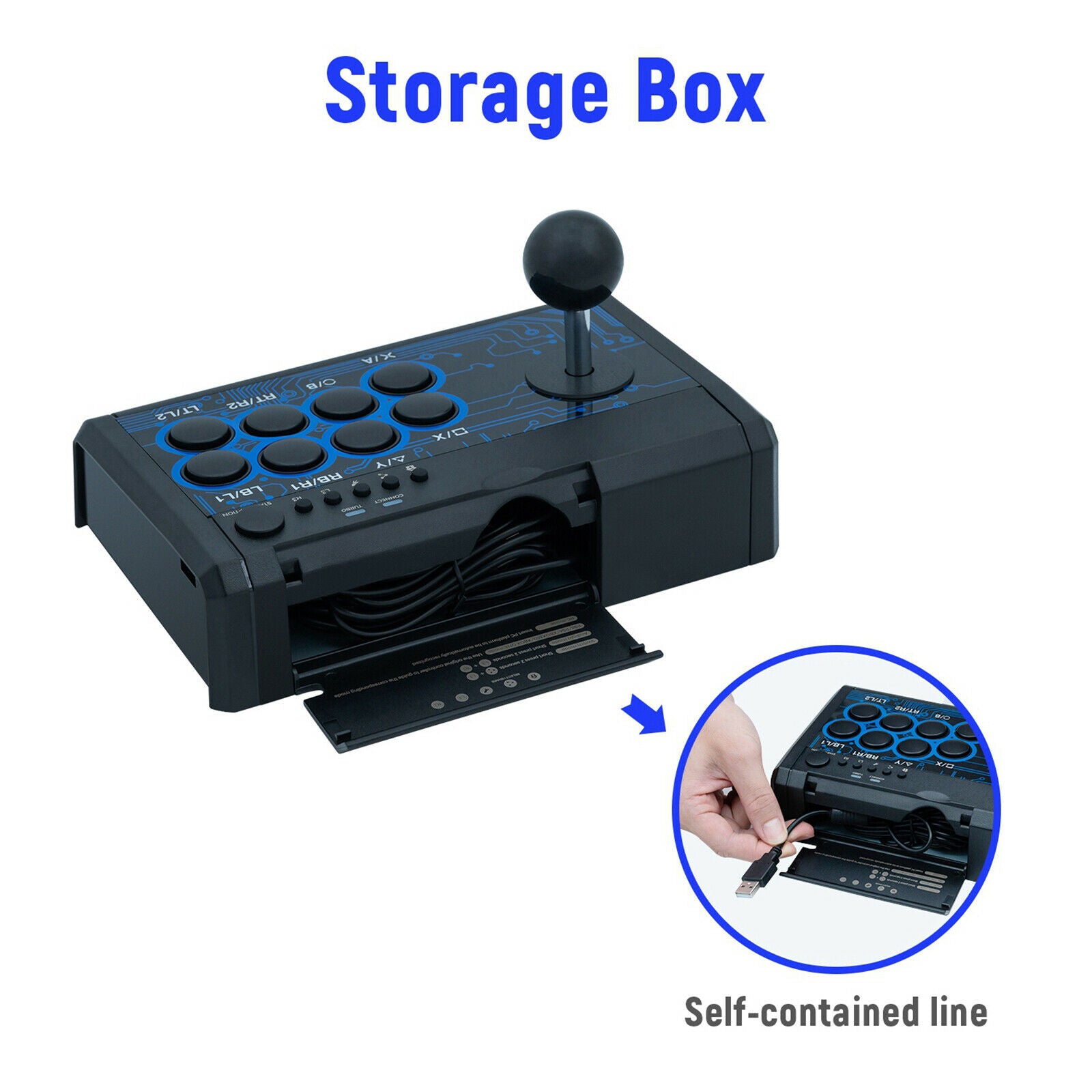 7-in-1 Arcade Fighting Game Joystick 8 Action Buttons and 8 Directional Stick