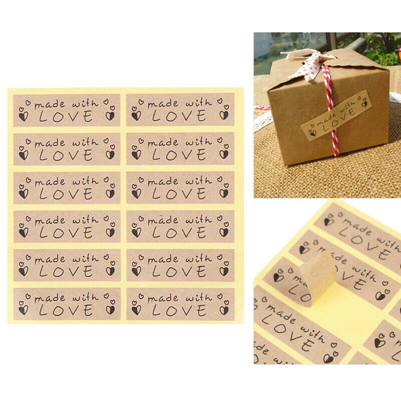 60pcs Hand made with love Seal Stickers for DIY Gift Cookie Packaging Lab.l8