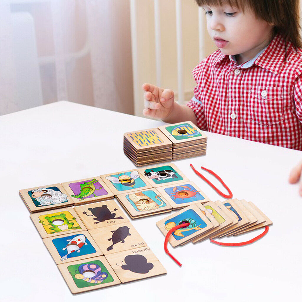 Kid Cognition Puzzle Cards Wooden Matching Game Cards Early Educational Toys