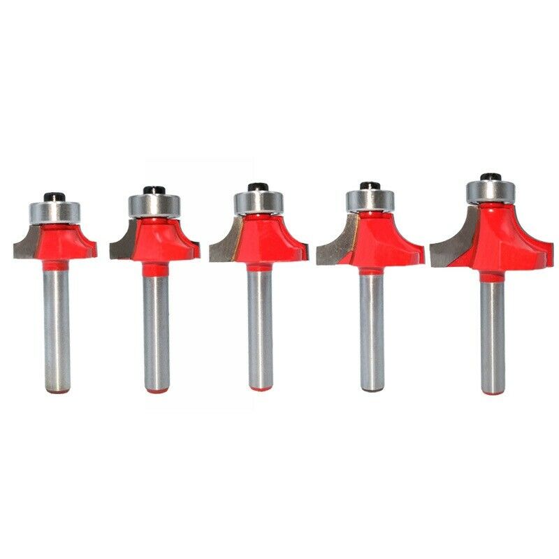 5Pcs 6mm Shank Corner Round Over Router Bit with Bea Cleaning Flush Milling CuW3