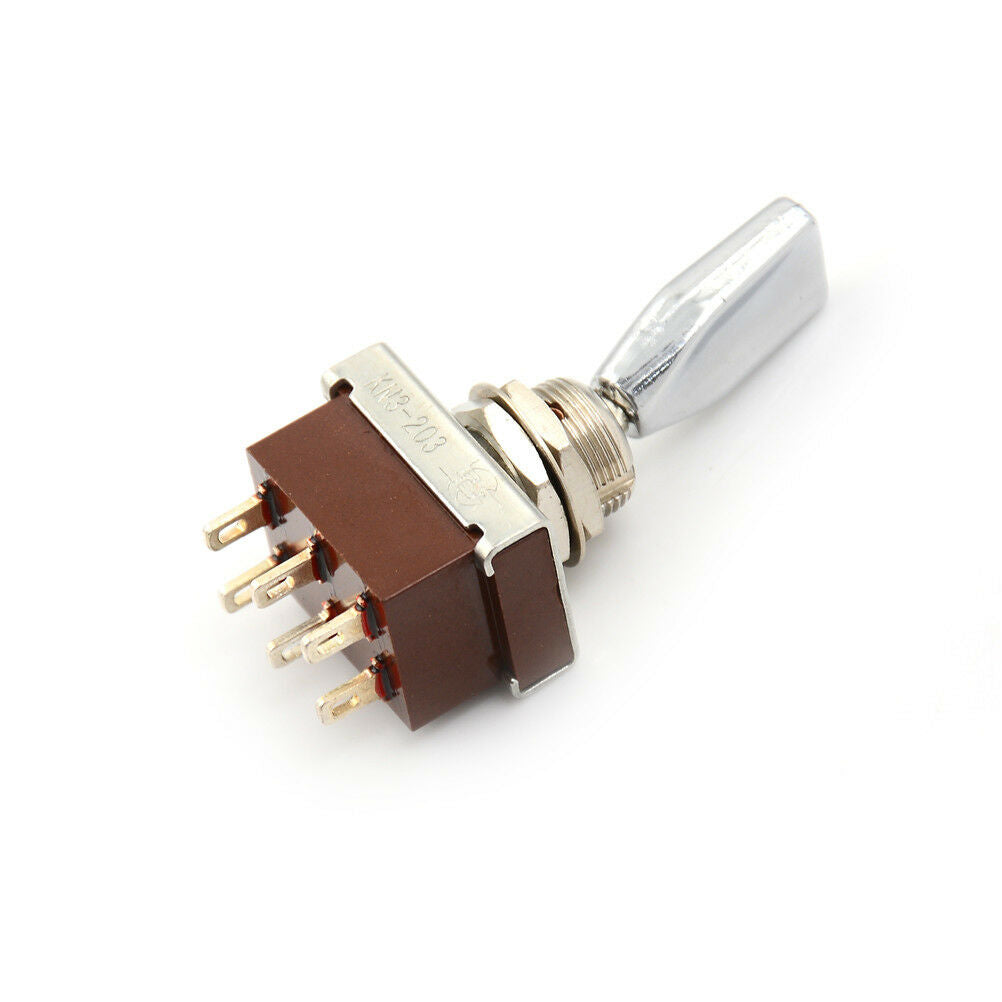 AC 250V 3A 3 Position ON/OFF/ON DPDT Flat Handle Toggle Switch T KHH WF