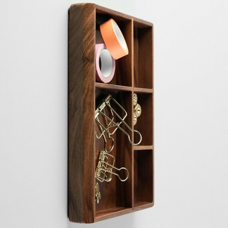 Black Walnut Desktop Storage Box Log Office Mobile Phone Key Porch Jewelry SM3Z2