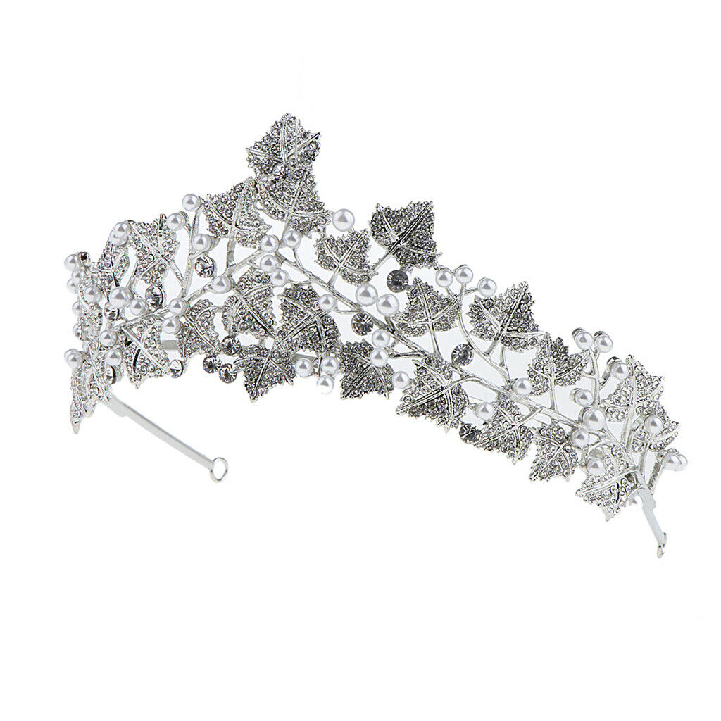 Elegant Leaf Rhinestone Wedding Party Crown Tiaras Prom Pageant Headwear