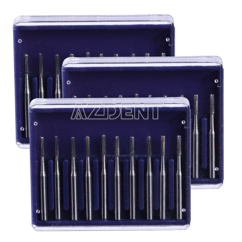 10 Kits Dental Lab Carbide Tungsten Steel Burs Drills FG1557 High Speed