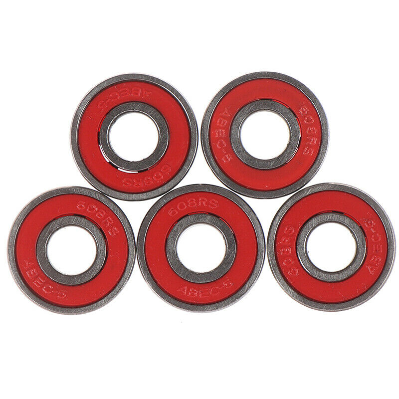 5x Red ABEC-5 608-RS Skateboard Roller Sealed Ball Bearings 8x22x7mm  WYC XG Rf