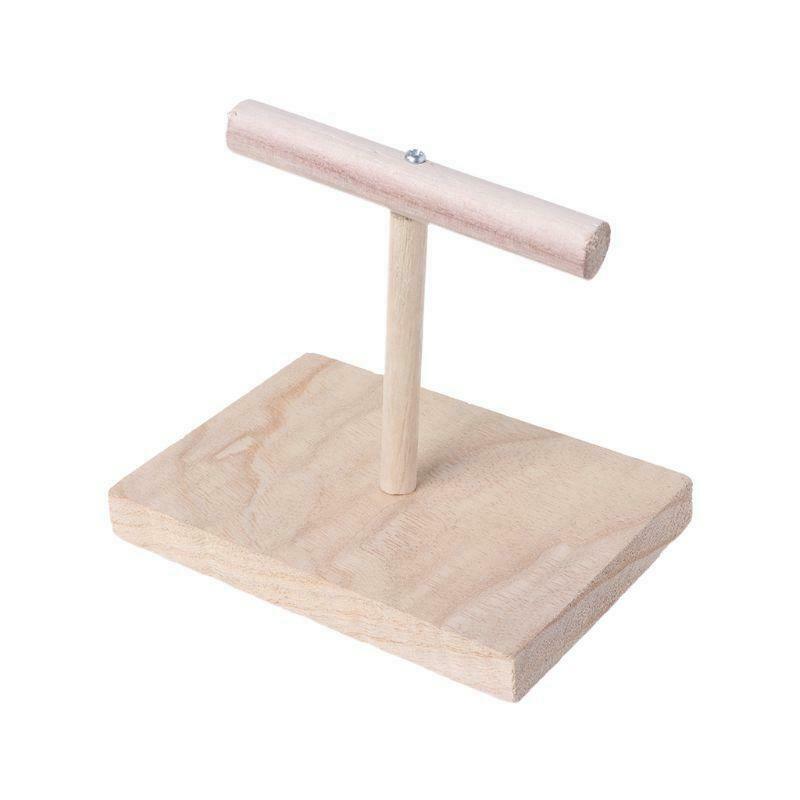 Portable Wooden Pet Parrot Training Rotation Perched Stand Platform Birds Paw