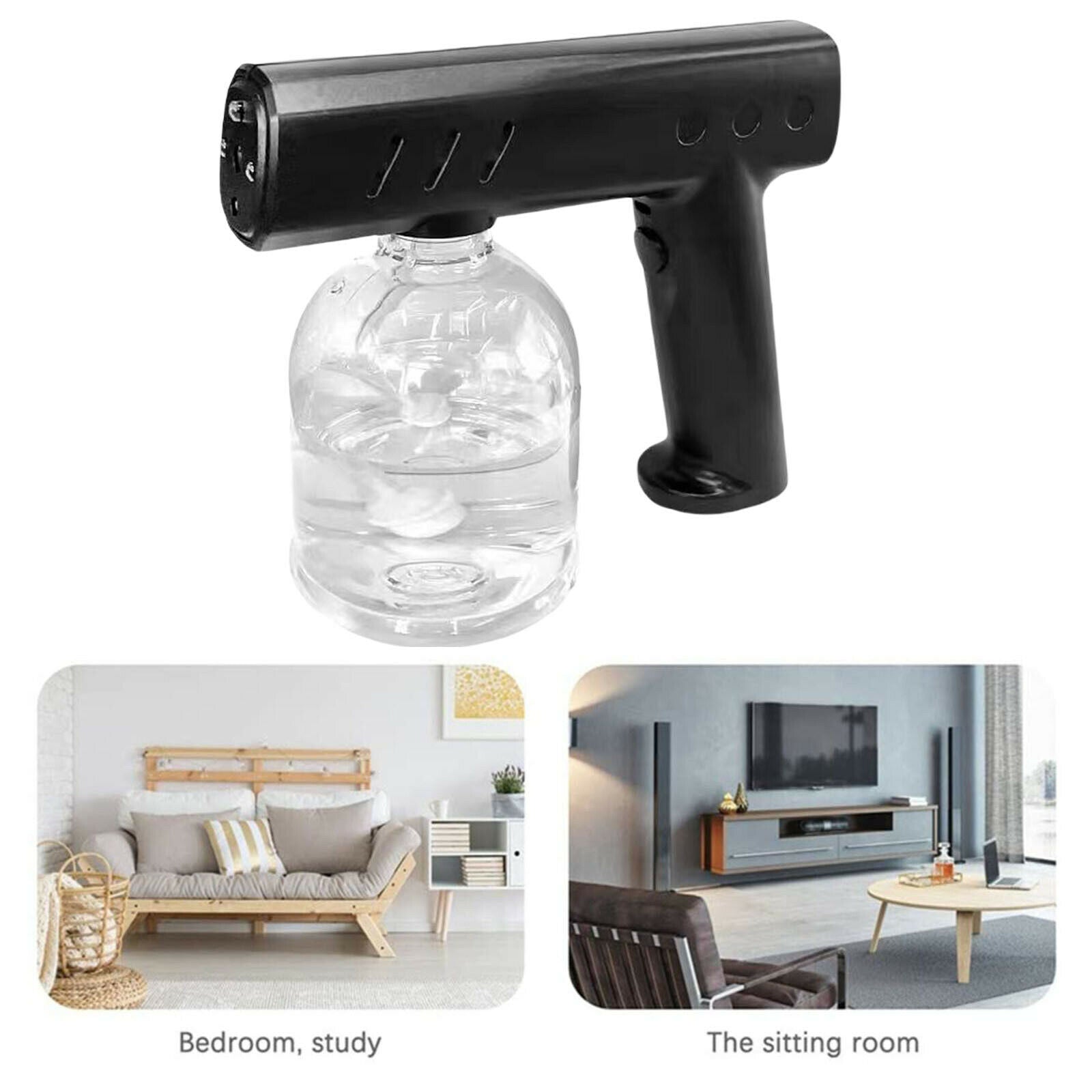 2 Pieces Black 300ML 500ML Nano Sanitizer Spray Fogger for Home Living Room