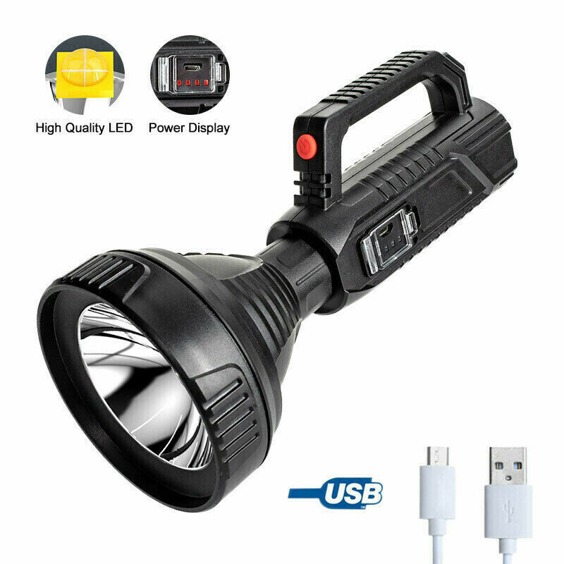 USB Rechargeable Spotlight Torch Bright Waterproof LED Searchlight Flashlight