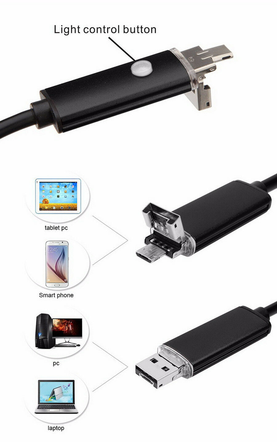 7mm HD 6LED Android PC USB Endoscope Car Engine Tube Borescope Inspection Camera