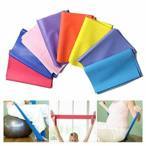 1.5m Stretch Resistance Bands Exercise Pilates Yoga GYM Workout Physio AerobicW9