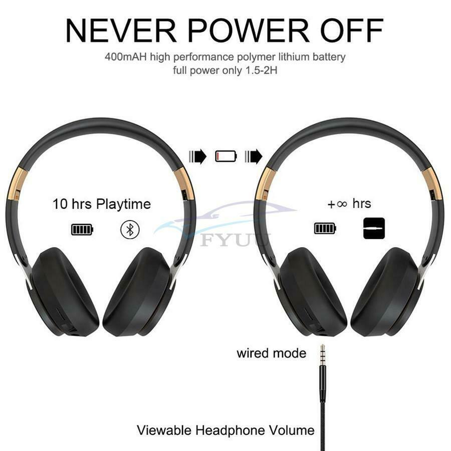 1PCS Foldable Bluetooth 5.0 Wireless Headset Stereo Adjustable Touch Control