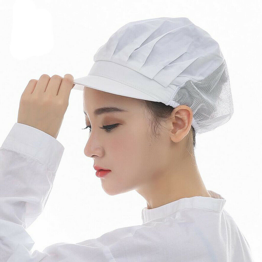 2xWhite Breathable Top Catering Baker Chef Chef Hat  Adjustable