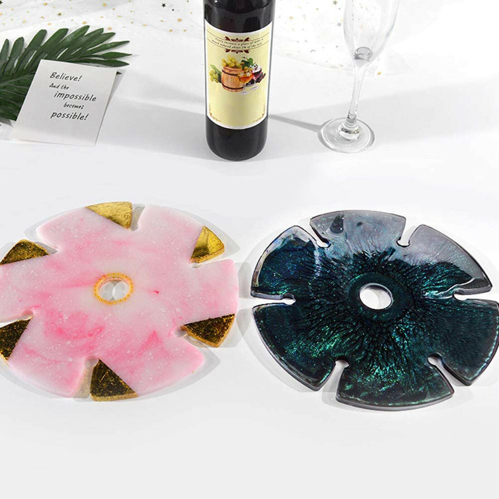 6x Wine Glass Holder Mold Cup Mat Round Coaster Mould Ornament Moulds