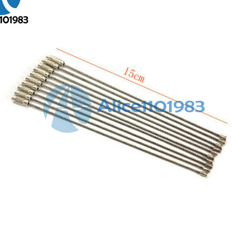 10PCS Stainless Steel EDC Aircraft Cable Wire Key Chain Ring Twist Screw Locking