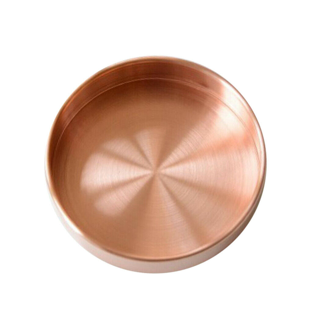 2 Pieces Retro Round Brass Tray Tableware Home Office Desk Storage 14cm