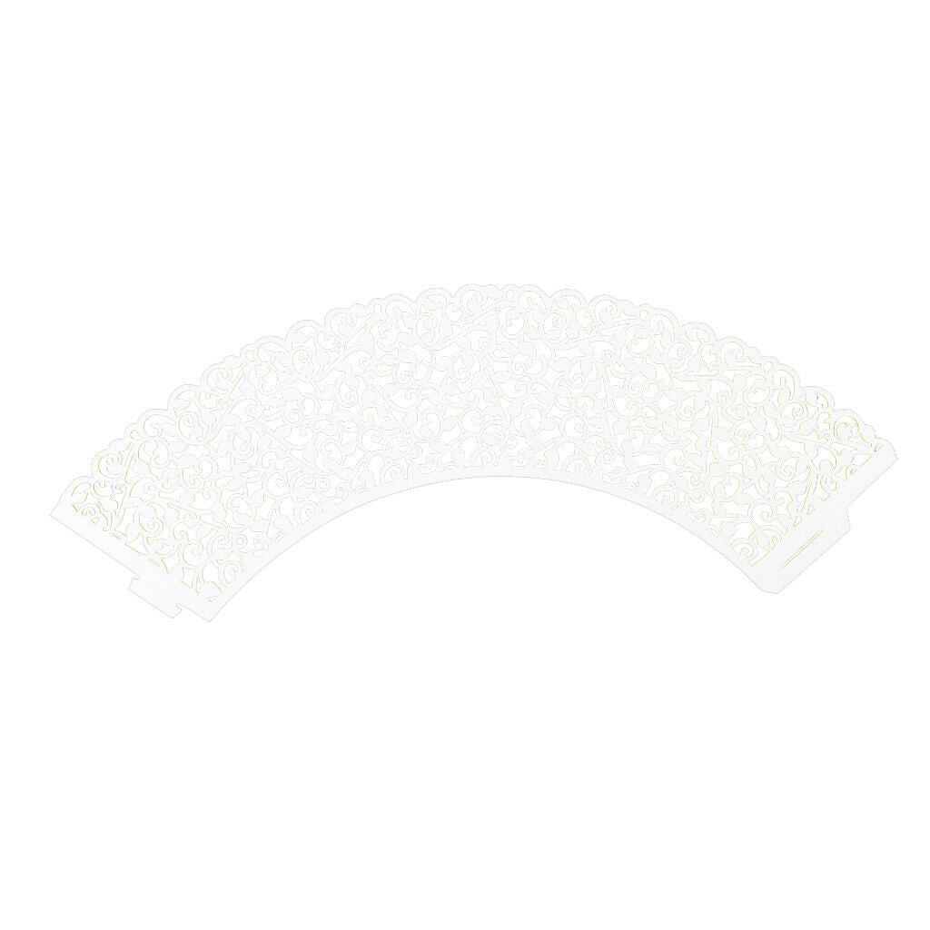 36pc Vines Hollow Cupcake Wrappers Muffin Cake Lace Wraps Case Wedding Ice white