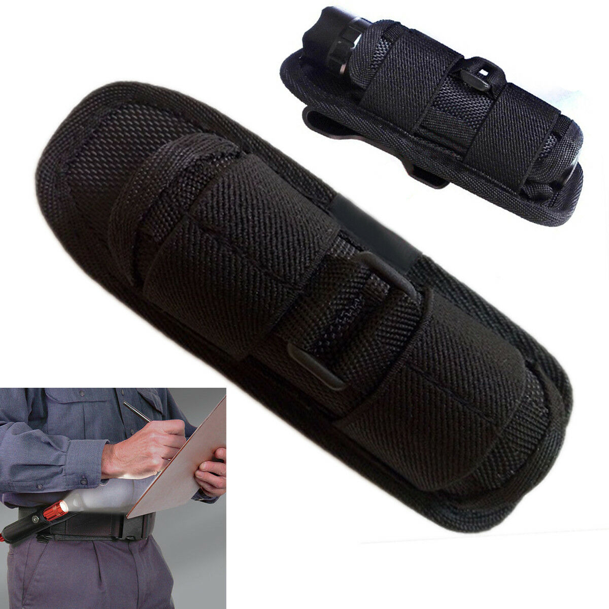 Black Flashlight Holster Belt Carry Case Flashlight Pouch Holster Combat Utility