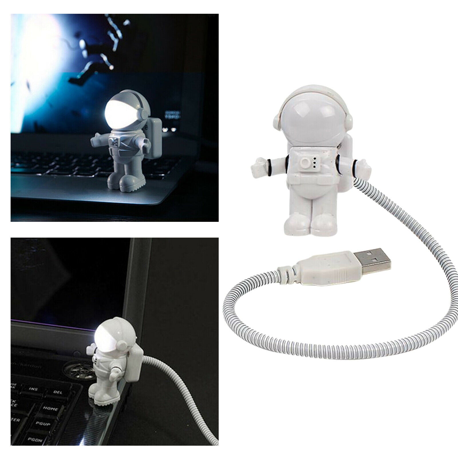 Cute 0.5W Mini Astronaut Shaped Night Light USB Desktop Spaceman Flexible Long