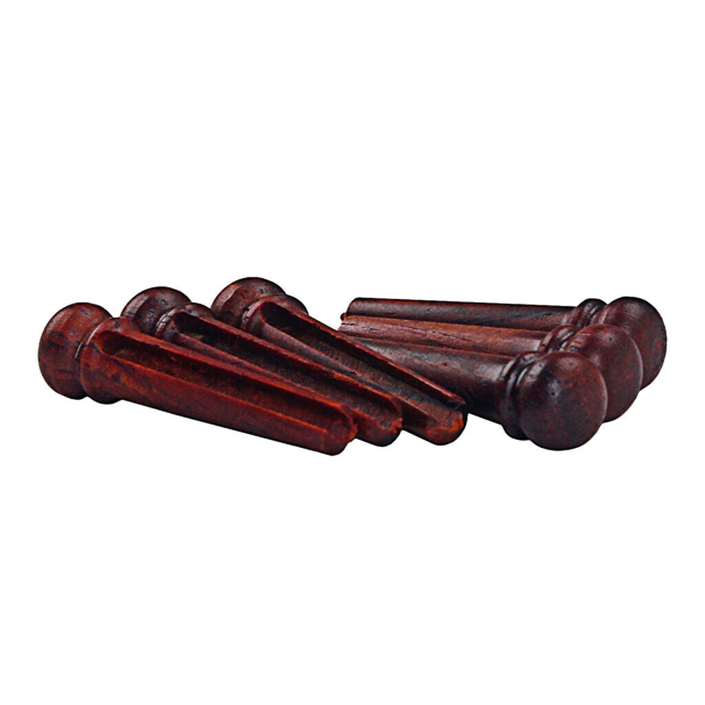 6 Pcs of Set Acoustic Folk Guitar Pins Rosewood Bridge Pins 30.5x8x3.5mm