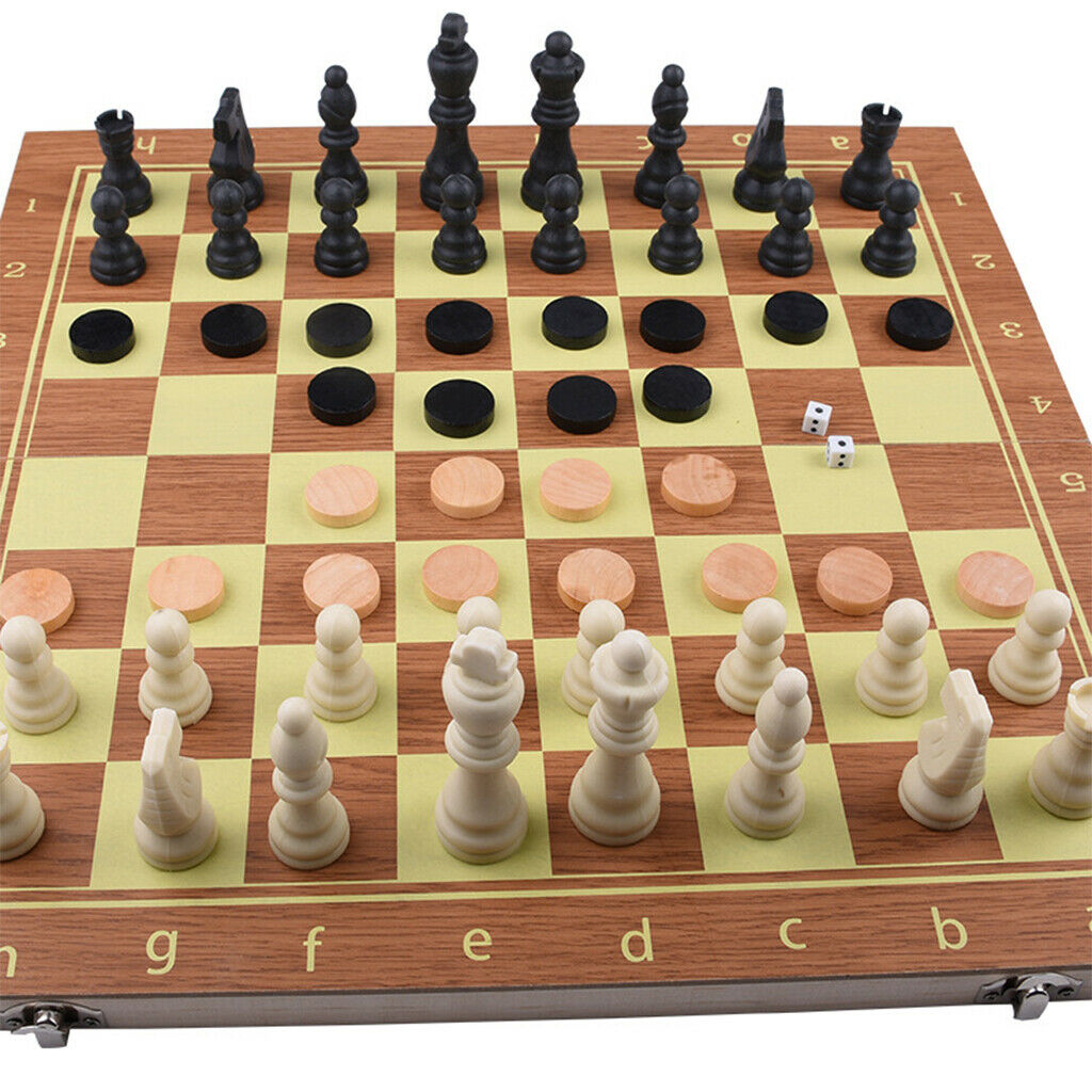 15x15 Inch Folding Wooden Chess Set Board Game