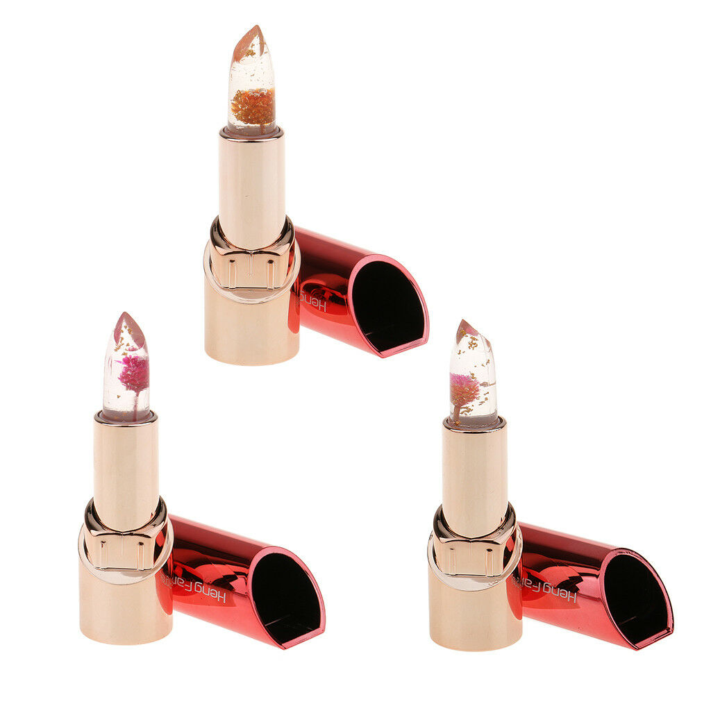 Flower Inside Jelly Lip Stick Magic Color Temperature Change Lipstick 3pcs