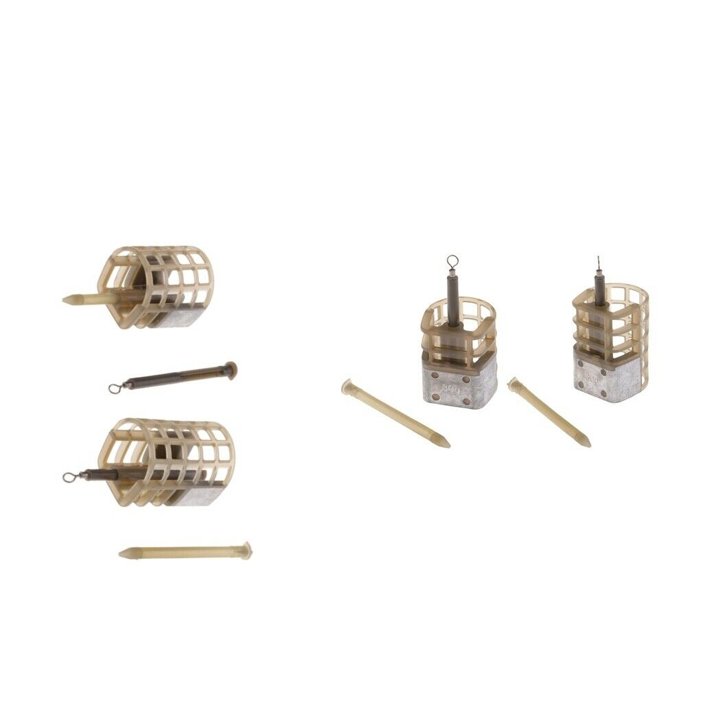 4pc 30g Coarse Barbel Fishing Tackle Cage In Line Pellet Quick Change S+L
