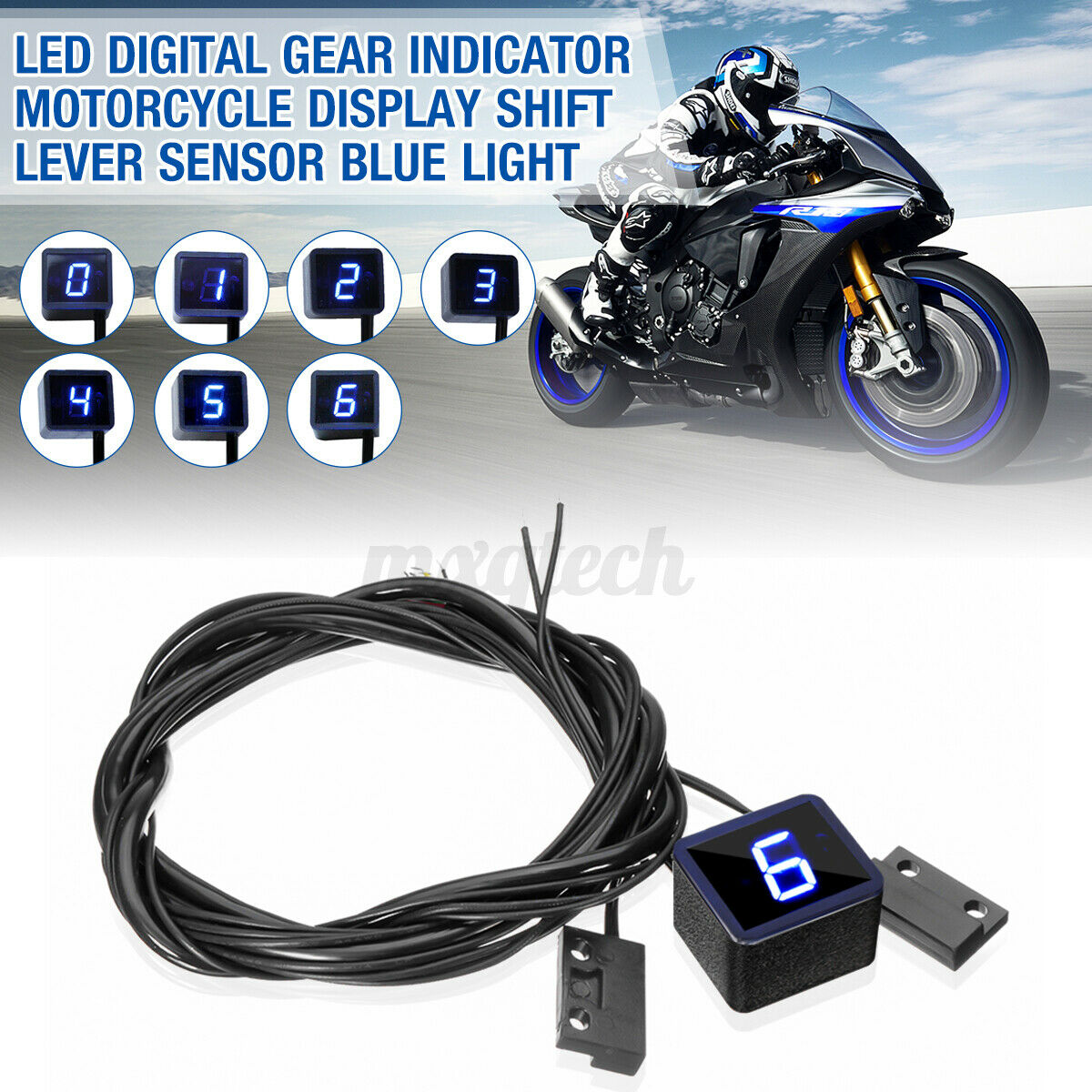 Motorcycle LED Universal Digital Gear Indicator Display Shift Lever & Sensor