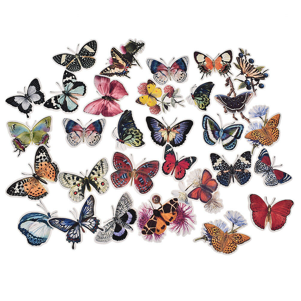 31Pcs Mixed Butterfly Paper Stickers DIY Scrapbooking Planner Diary Craft Decor