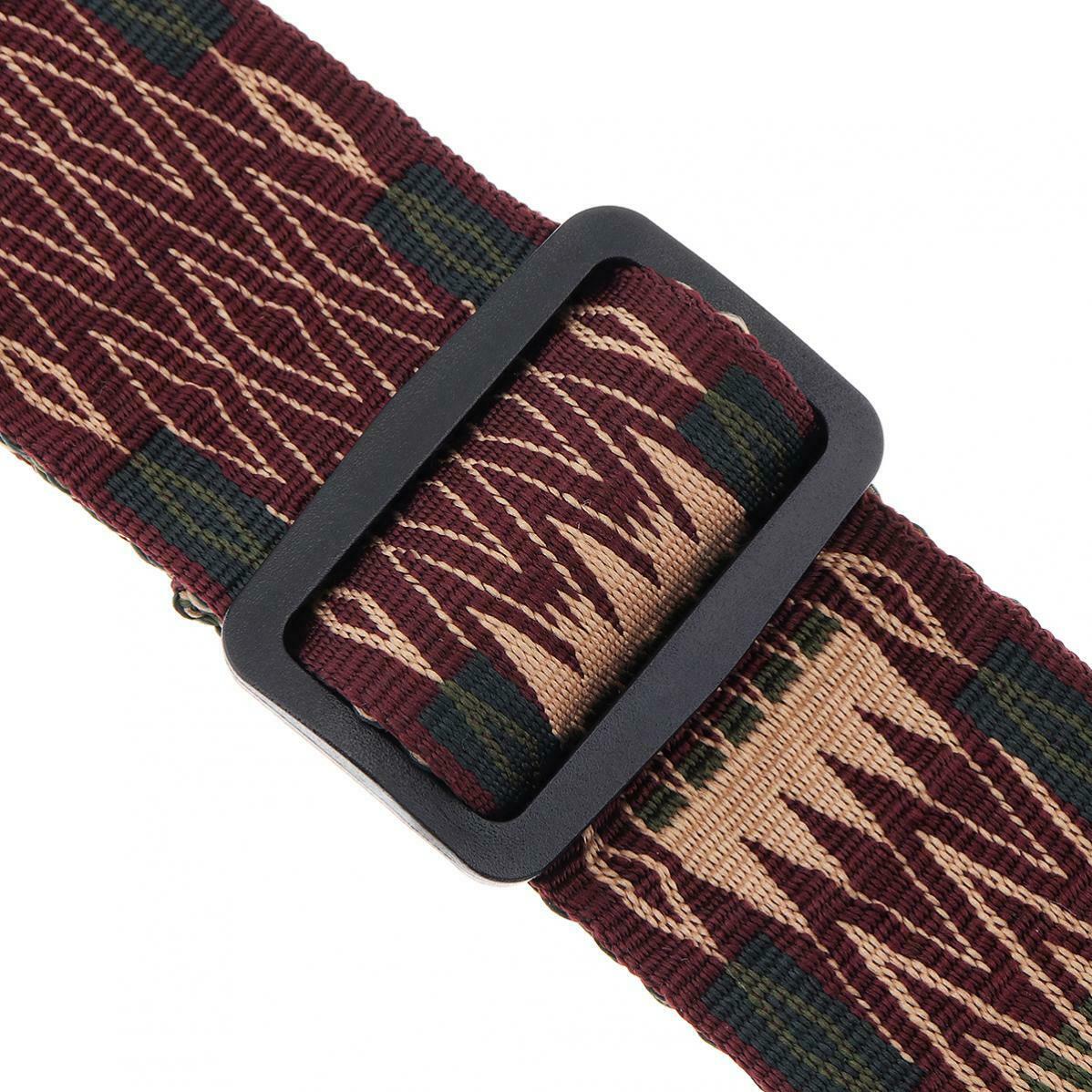 Guitar Strap PU Leather Head Pure Cotton National Style for Acoustic Guitar Bass