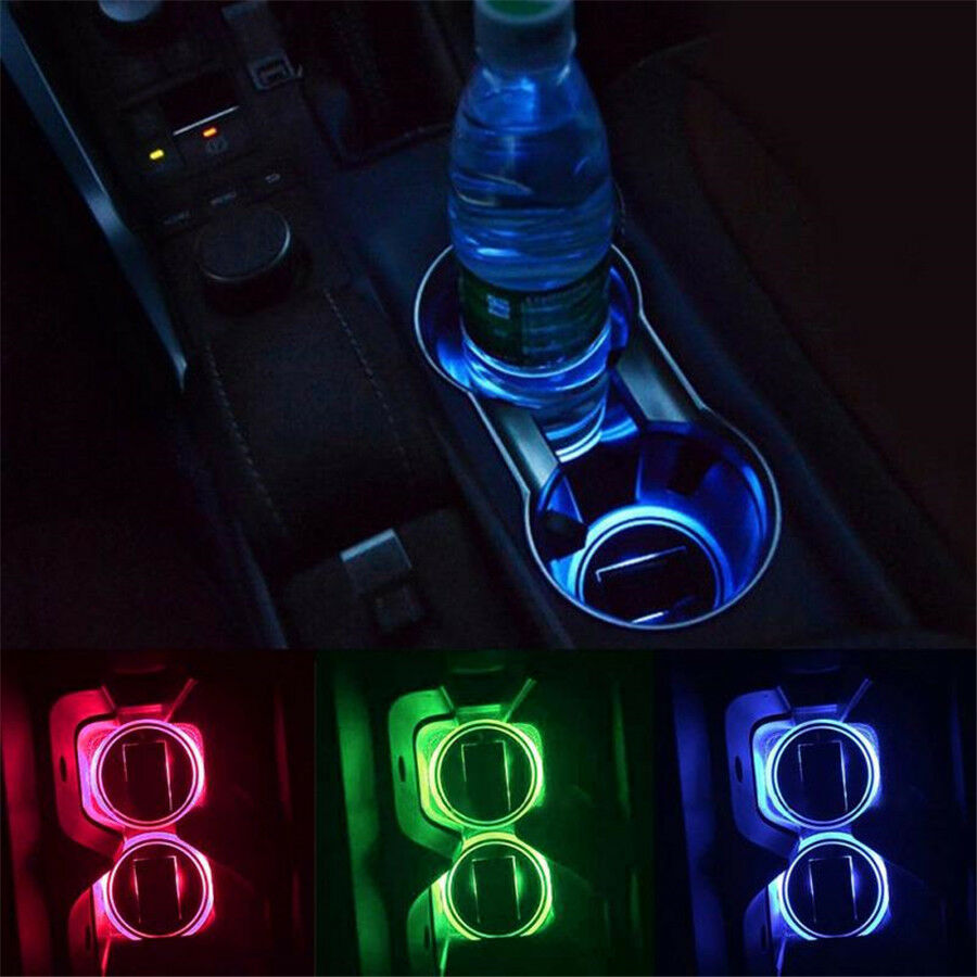 Solar Cup Pad Car accessories LED Light Cover Interior Decoration Lights Fashion