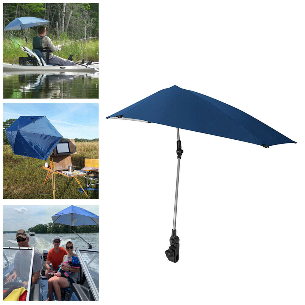 Adjustable Clamp-On Beach Umbrella Sun Parasol Lounge Chair Strollers Hiking
