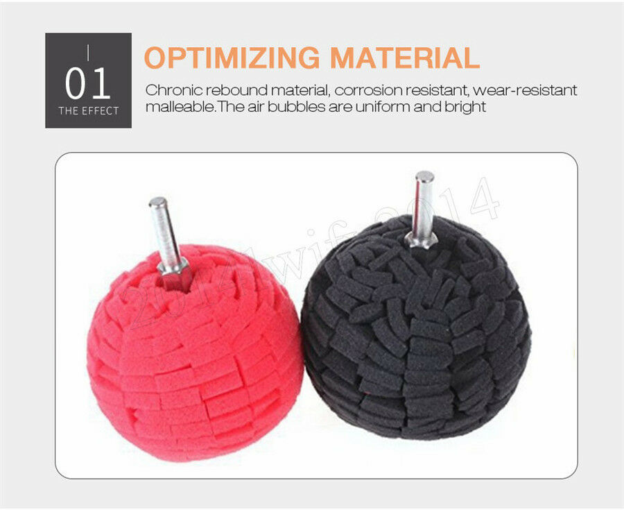 Universal 3Pcs Black 3inch (76mm) Buffing Ball Finishing Buff Polishing Pad Tool