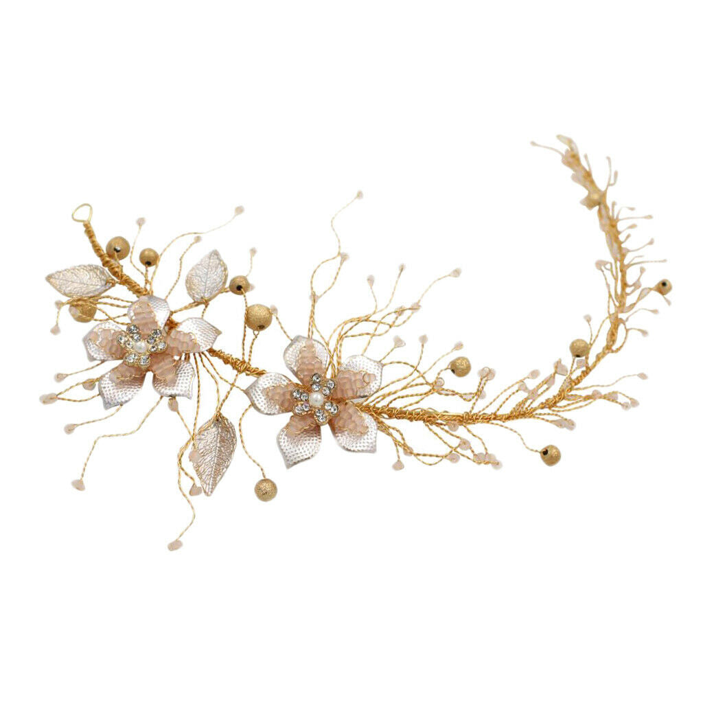 Crystal Rhinestones Beads Wedding Hair Vine Headband Bridal Hair Accessories