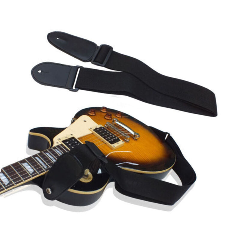 Replacement Adjustable Black Soft Thick Strap For Electric Acoustic Guitar Bass