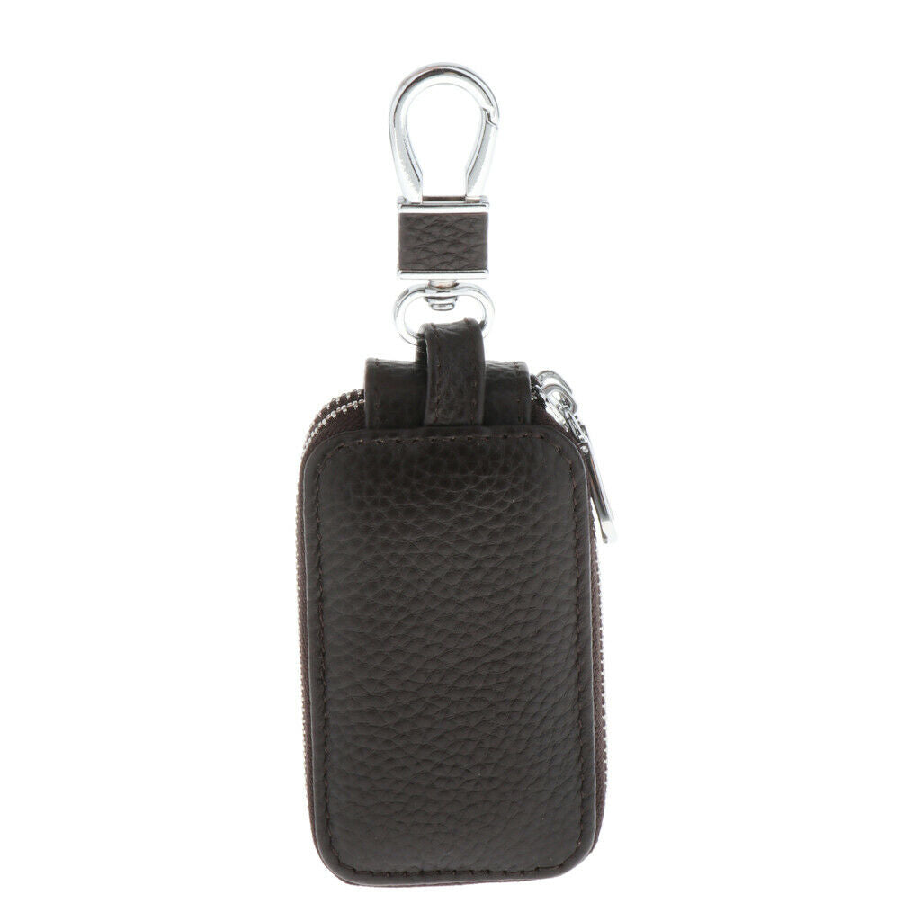 Mens PU Leather Car Key Case Key Holder Key Organizer Wallet Dark Coffee