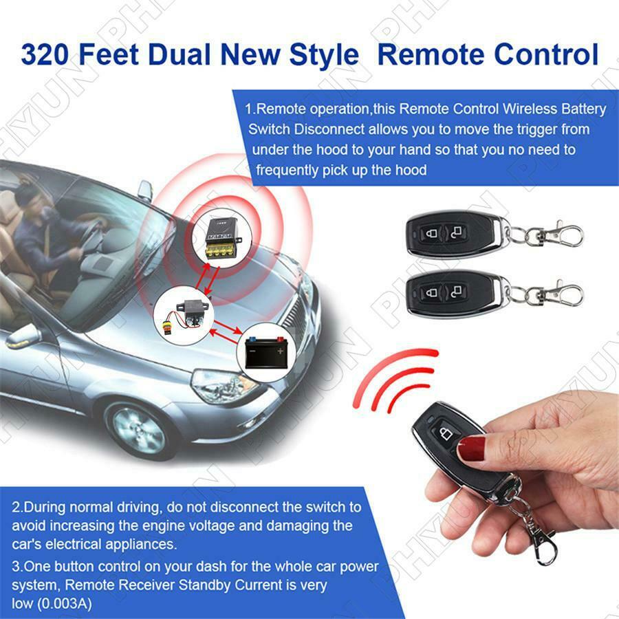 Integrated Wireless Remote 12V Car Battery Disconnect Cut Off Master Switch Kit