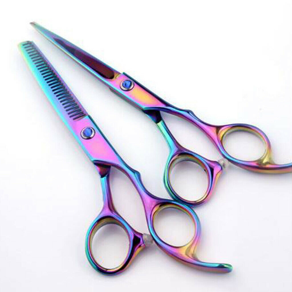 6Pieces Professional Scissors Thinning Shears Comb Storage Case Home Kits