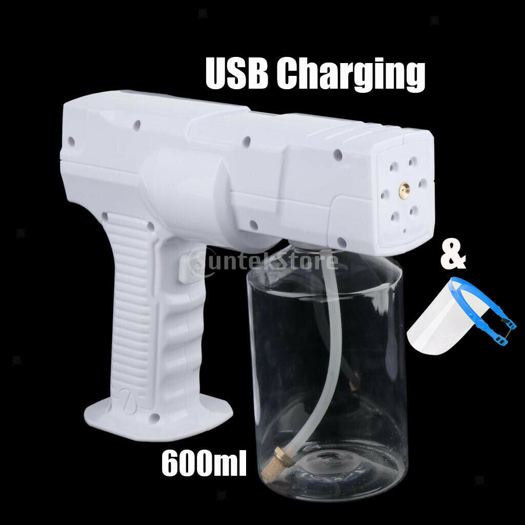 Handheld USB Sanitizer Sprayer Disinfectant Fogger 600ml w/Face Shield