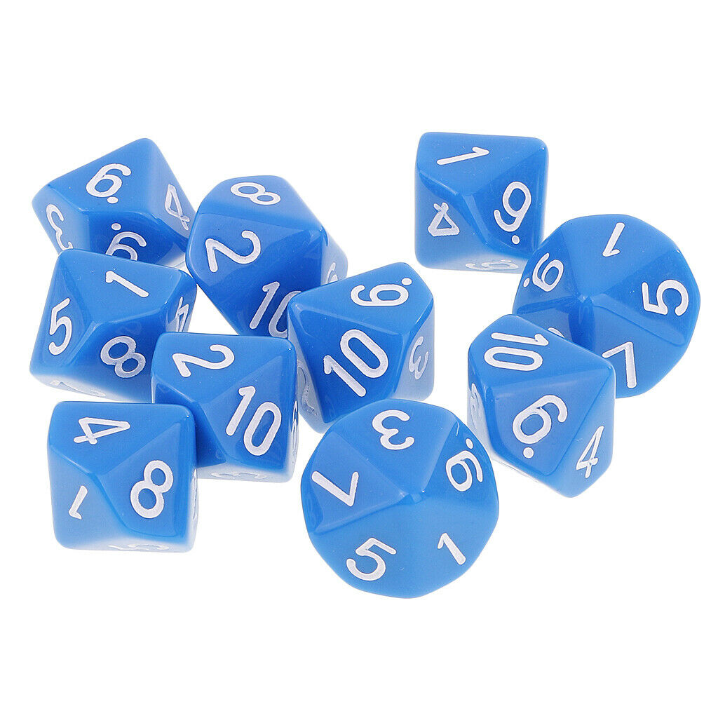 10 Pieces Dice Polyhedral Dices Accessory Party Fun Toys Table Gift New Blue