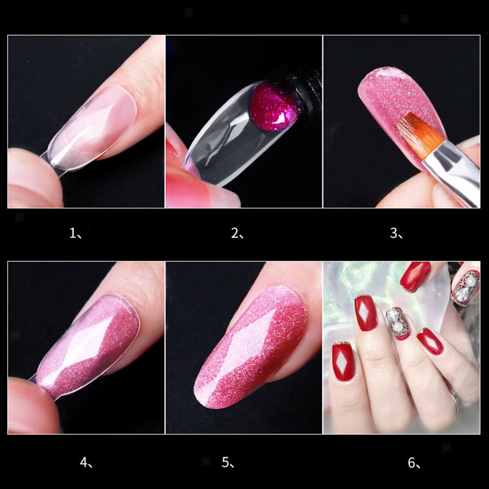 120pcs Dual Forms Fingernail Tips Diamond Shape UV Gel For Home Use Salon