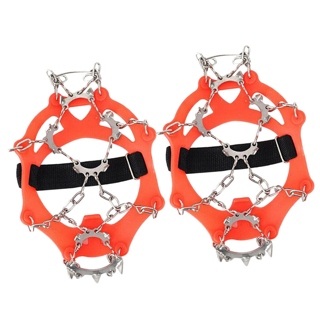 2 Pair 13 Tooth Ice Cleats Crampons Tiger-Shaped for Hiking Walking Jogging