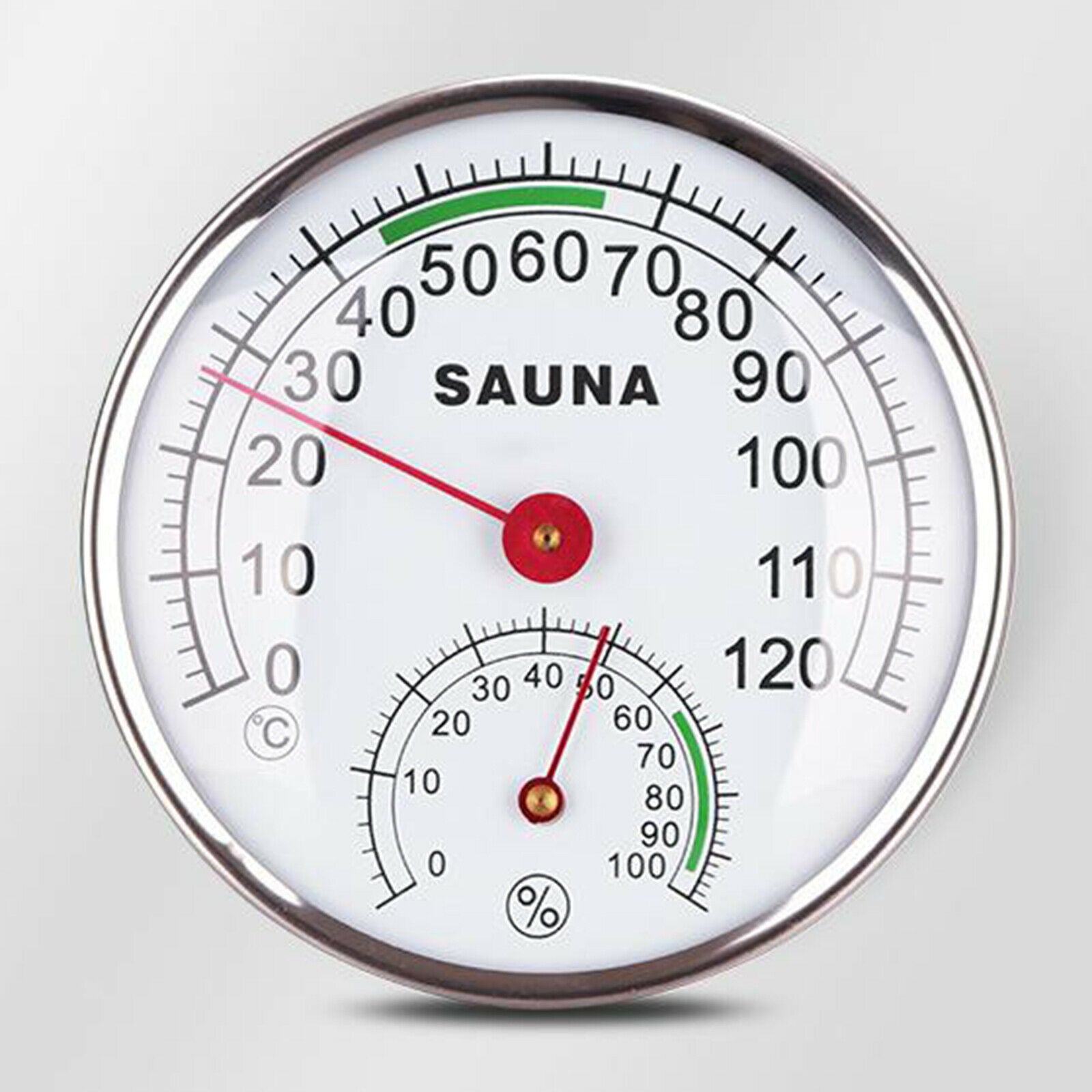 12.5cm Analog Sauna Thermometer & Hygrometer 20 to 120 ℃ for Steam Room
