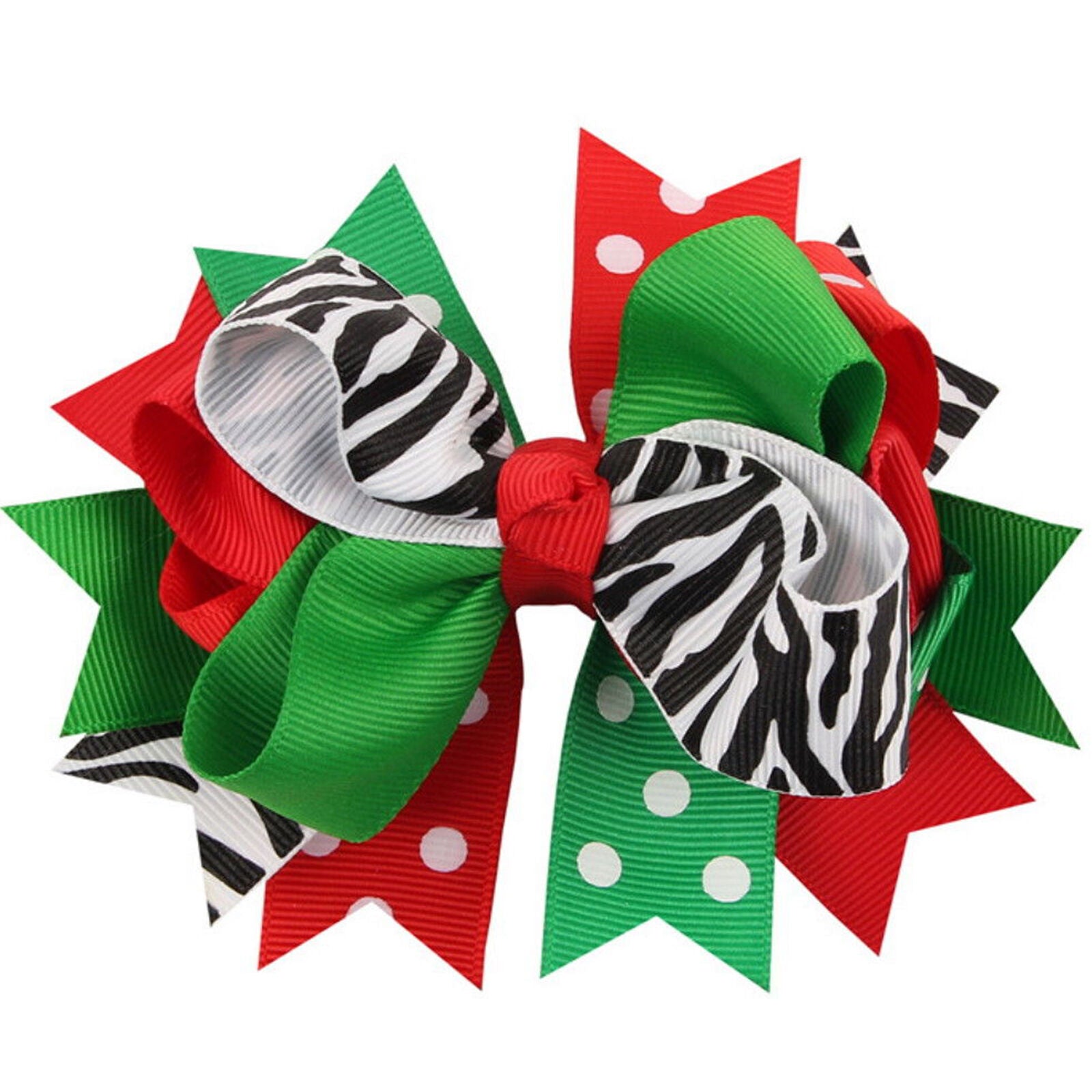 9Pcs x Girl Hair Bows Clip Girl Christmas Holiday Snowflake Ribbon Hairpin Gifts