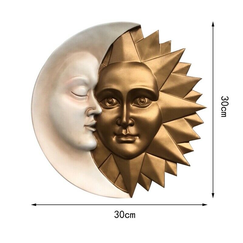 Sun and Moon Wall Sculpture Celestial Icons of Astronomy Garden Decor OutdooW8C3