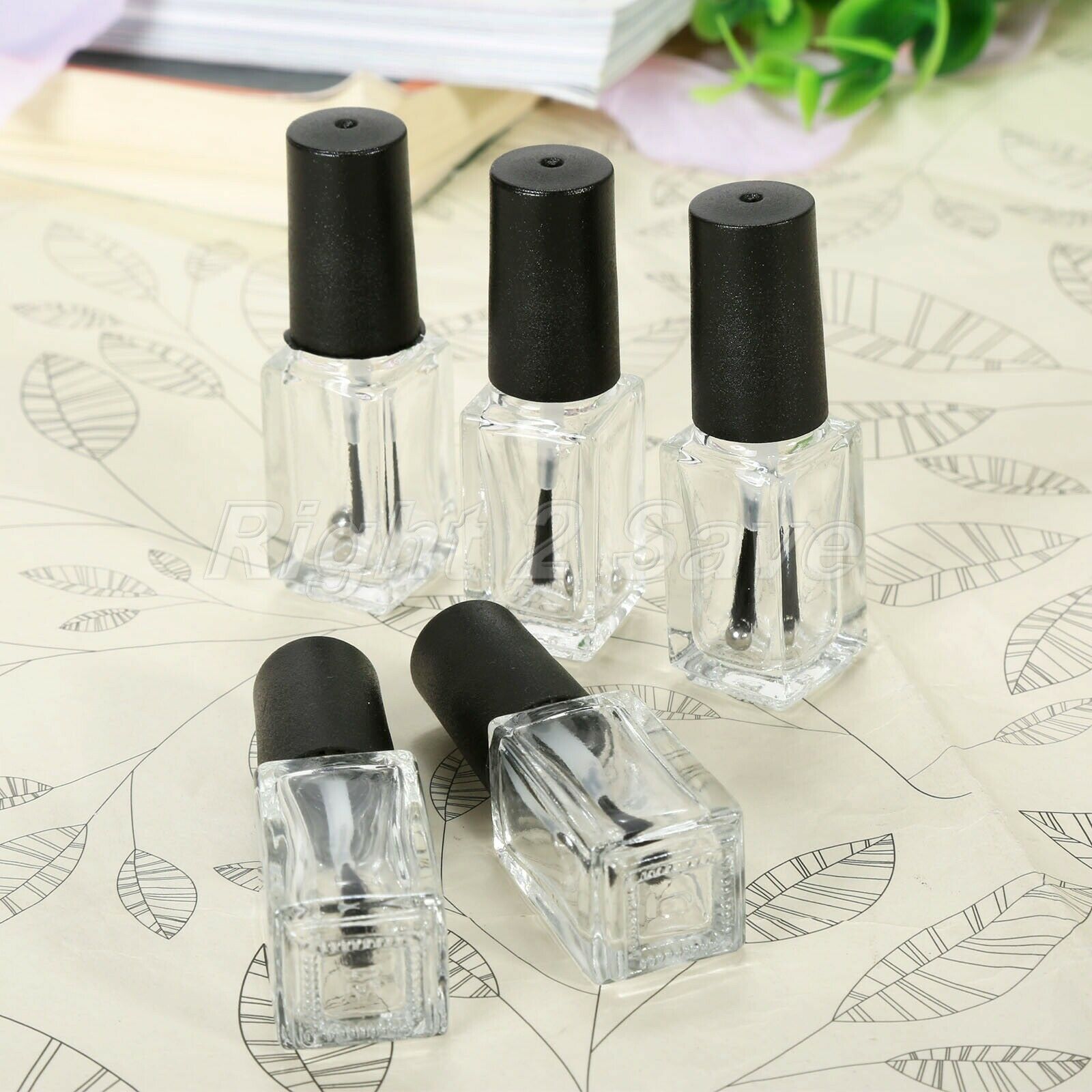 5ml Empty Clear Glass Nail Polish Bottles Square Shape Refillable Containers