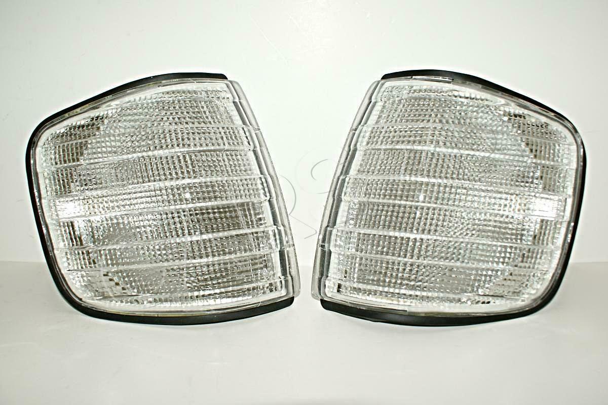 Mercedes S-Class W126 4-Door Corner Light Turn Signal Clear Pair 1980-1991
